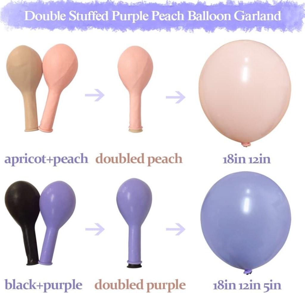Picture of: Double Stuffed Balloon Garland Purple Peach Dusty Blue – Etsy
